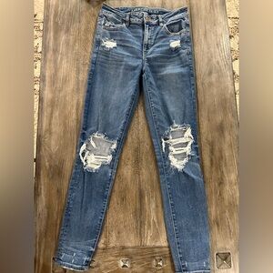 American Eagle Outfitters Ripped Blue Skinny Jeans